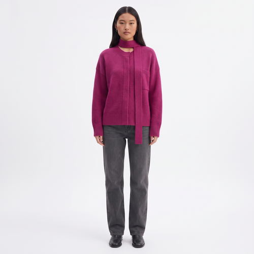 AMÉLIE Women's Magenta Alphia Neck Tie Alpaca Blend Jumper