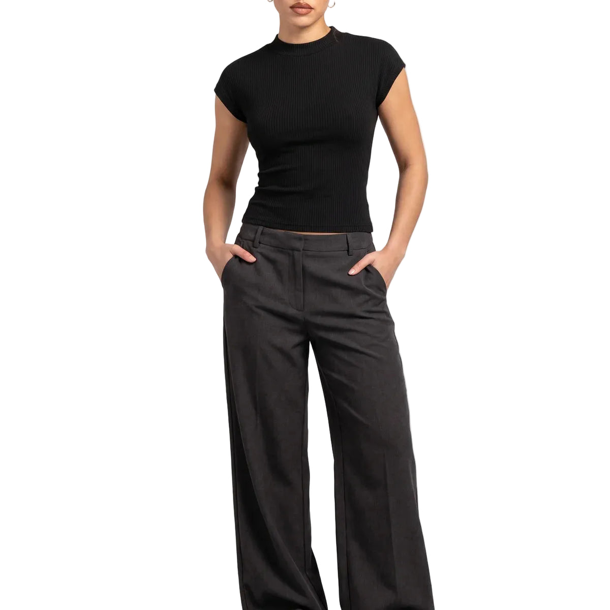 AMÉLIE Women's Black Seersucker Strapless Textured Crop Top