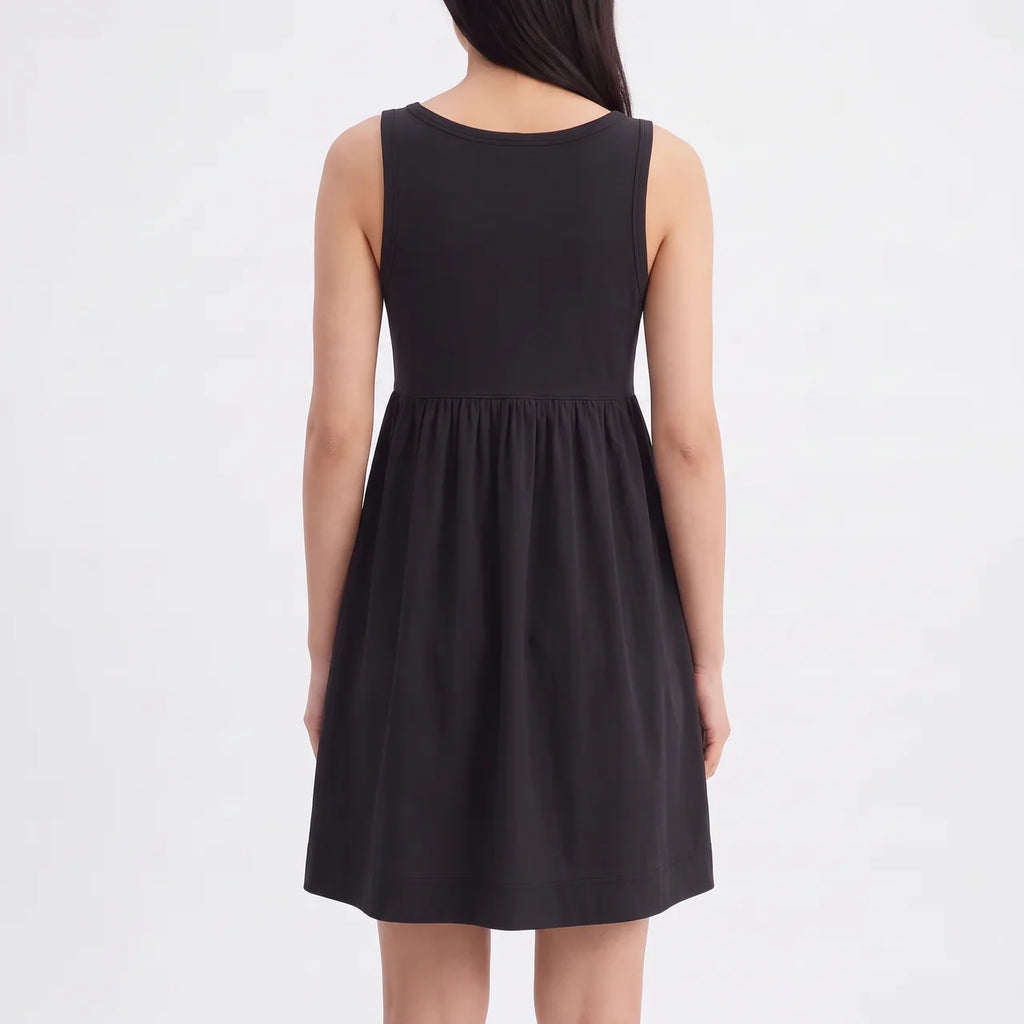 VALENTINA Women's Black Hemp Square Neck Fitted Mini Dress