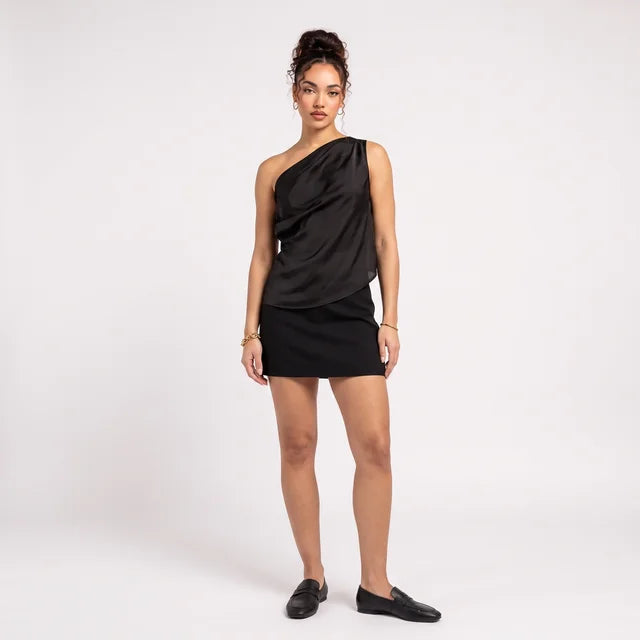 VALENTINA Women's Black Rhodes Draped Cowl Neck Top