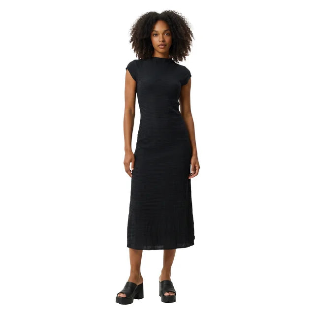 VALENTINA Women's Black Elodie High Neck Sleeveless Midi Dress