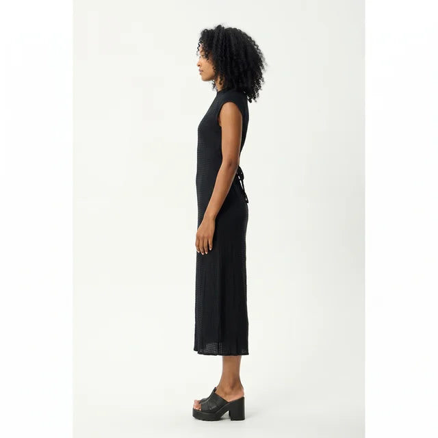 VALENTINA Women's Black Elodie High Neck Sleeveless Midi Dress