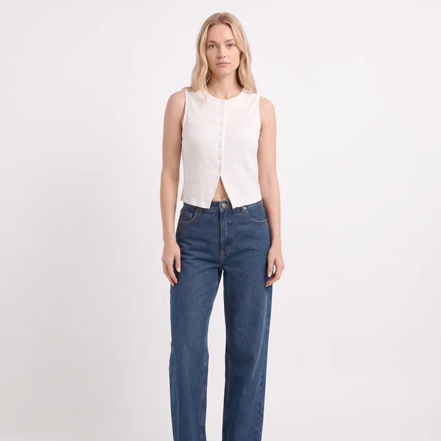 CELESTE Women's Off-White Lana Lace-Up Tie Front Cami Crop Top