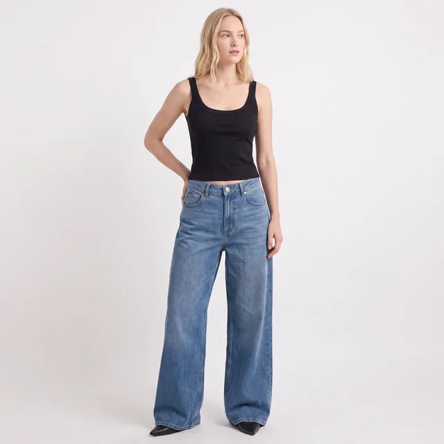 ISADORA Women's Camo Print Naylor Mid Rise Baggy Jeans
