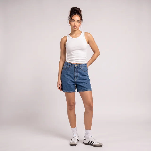 FLORA Women's Double Rinsed Blue Koko Denim Shorts