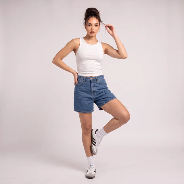 FLORA Women's Double Rinsed Blue Koko Denim Shorts