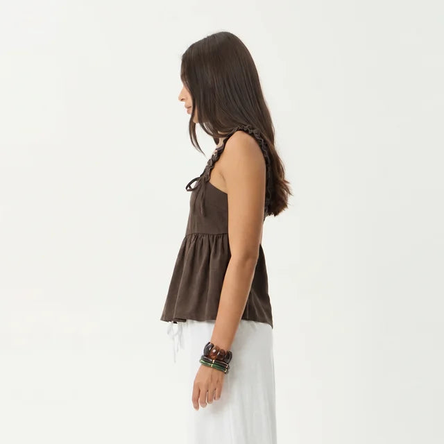 AMÉLIE Women's Coffee Brown Rue Hemp Long Sleeve Top