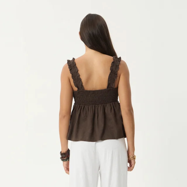 AMÉLIE Women's Coffee Brown Rue Hemp Long Sleeve Top