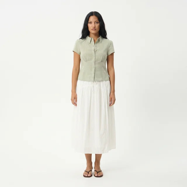CELESTE Women's Sage Check Evie Indy Hemp Button Up Shirt