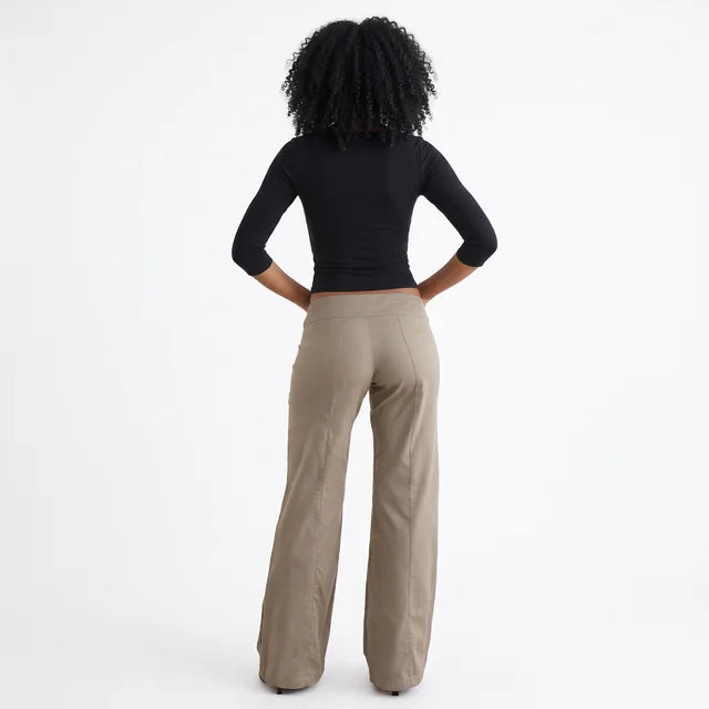 ISADORA Women's Grey Brown Townes Cotton Twill Flared Trousers