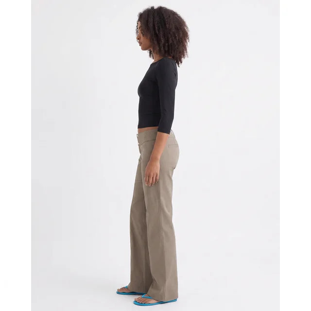 ISADORA Women's Grey Brown Townes Cotton Twill Flared Trousers