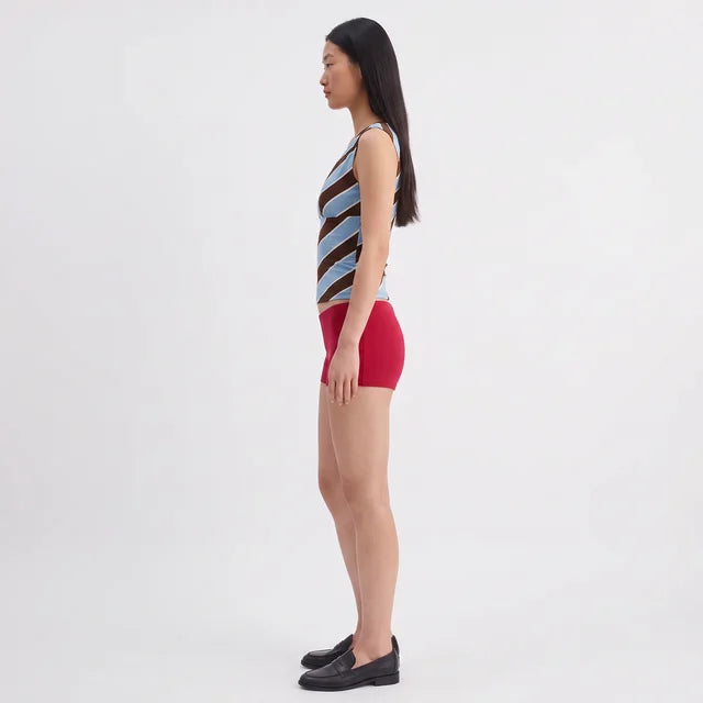 FLORA Women's Retro Blue Stripe Emberlo Tie Front Crop Top