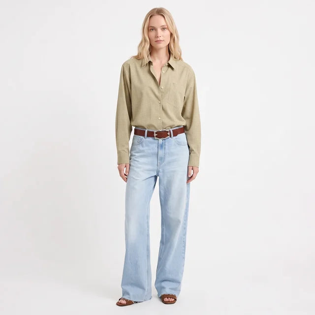 ISADORA Women's Earth Plaid Notting Hill Oversized Button Up Shirt