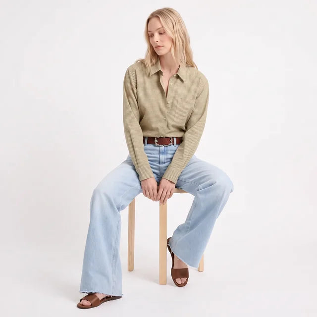 ISADORA Women's Earth Plaid Notting Hill Oversized Button Up Shirt