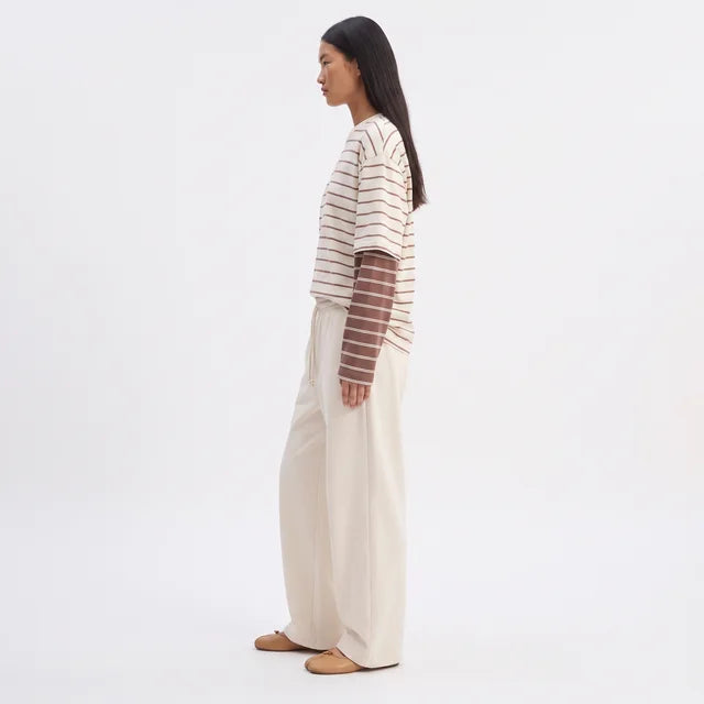 SANTIAGO Women's Vanilla Cocoa Bottega Striped Button Up Shirt
