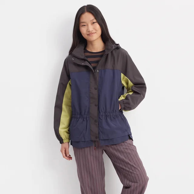 ISADORA Women's Navy Sage Mix Athena Hooded Waterproof Raincoat