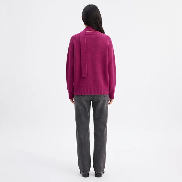 AMÉLIE Women's Magenta Alphia Neck Tie Alpaca Blend Jumper