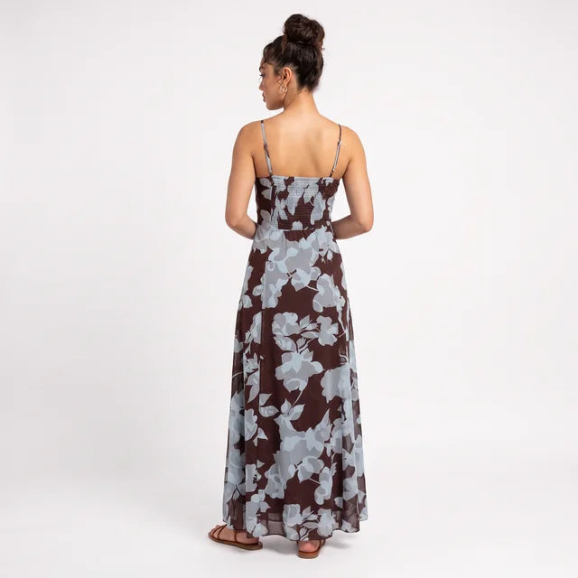 ISABELLA Women's Floral Burnout Square Neck Maxi Dress