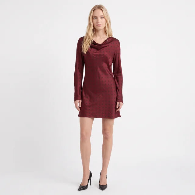 VIVIENNE Women's Brown Maroon Polka Dot Satin Mini Dress