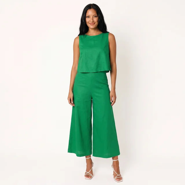 ADELAIDE Women's White Popover Wide Leg Sleeveless Jumpsuit