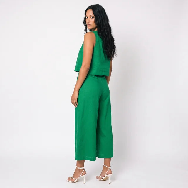 ADELAIDE Women's White Popover Wide Leg Sleeveless Jumpsuit