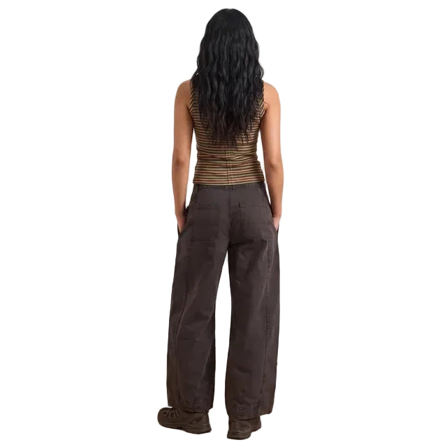 CLARA Women's Charcoal Embroidered Barrel Leg Twill Trouser