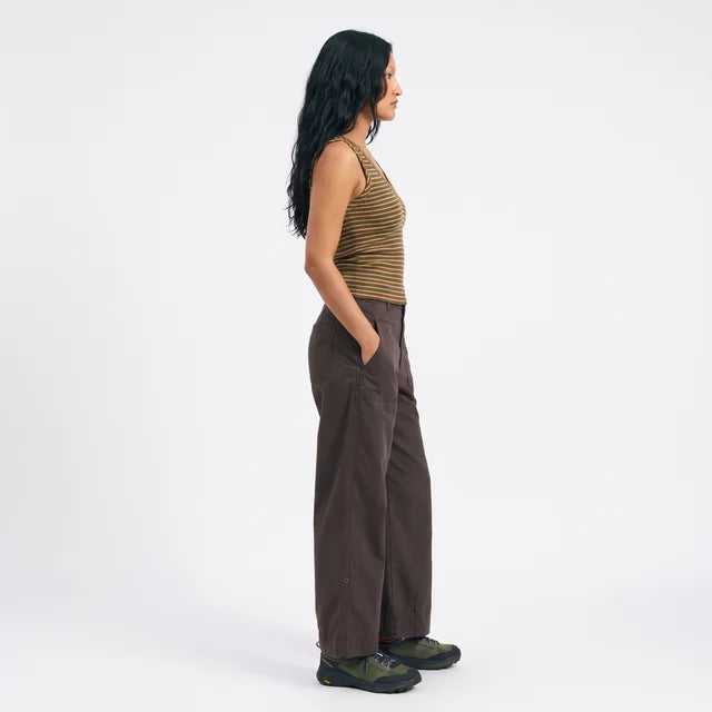 CLARA Women's Charcoal Embroidered Barrel Leg Twill Trouser