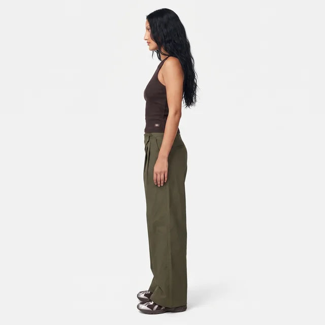 GEORGINA Women's Khaki Sarong Detail Wide Leg Trouser