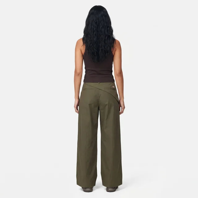 GEORGINA Women's Khaki Sarong Detail Wide Leg Trouser