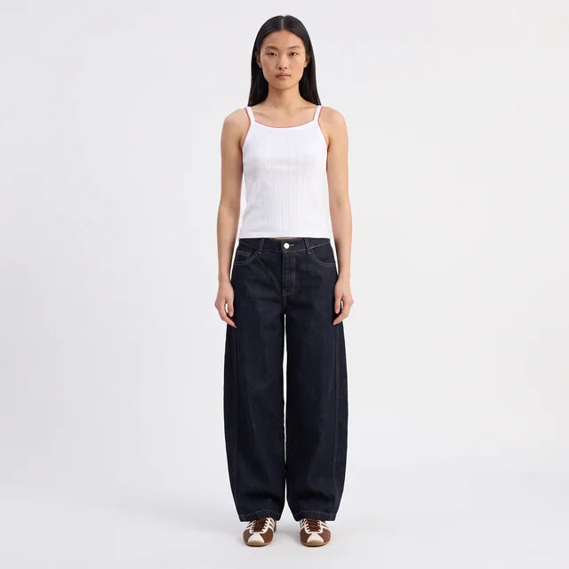 IMOGEN Women's Dark Indigo High Rise Wide Leg Denim Jeans