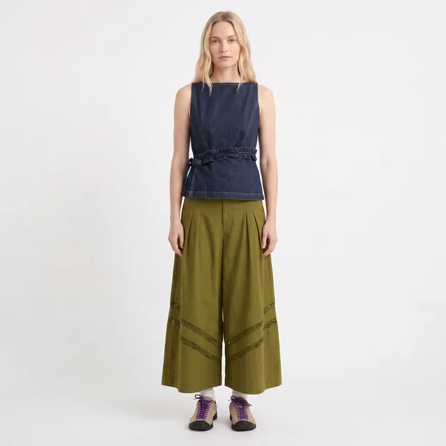 LOUISE Women's Dark Indigo Side Tie Denim Shell Top
