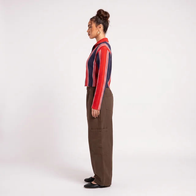 MARGARET Women's Chocolate Canvas Wide Leg Meals Chef Pant