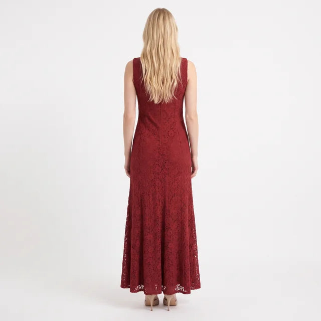 CLARA Women's Cabernet Red Cowl Neck Satin Slip Maxi Dress