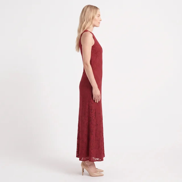 CLARA Women's Cabernet Red Cowl Neck Satin Slip Maxi Dress