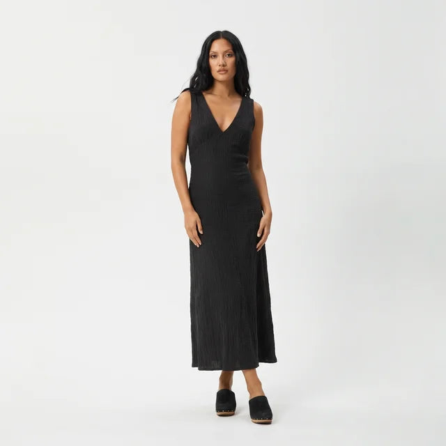 BEATRICE Women's Black Hemp Seersucker Strapless Maxi Dress