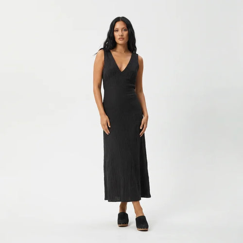 BEATRICE Women's Black Hemp Seersucker Strapless Maxi Dress