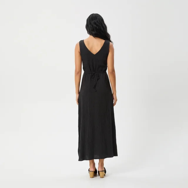BEATRICE Women's Black Hemp Seersucker Strapless Maxi Dress