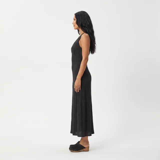 BEATRICE Women's Black Hemp Seersucker Strapless Maxi Dress