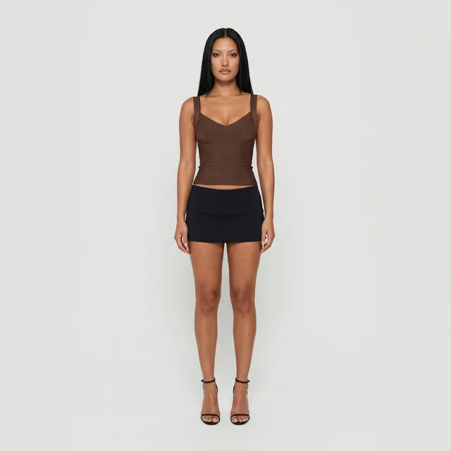 ABIGAIL Women's Brown Tiered Bandage Bustier Top