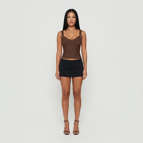 ABIGAIL Women's Brown Tiered Bandage Bustier Top