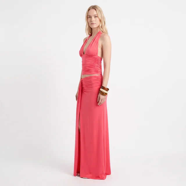 AMÉLIE Women's Black Keerah Ruched High Waist Maxi Skirt
