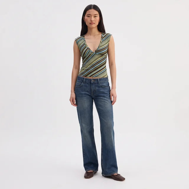 AMÉLIE Women's Apple Green Emberly Plunge Neck Crop Top