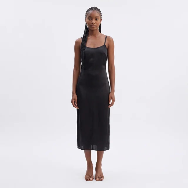 CELESTE Women's Noir Black Electra Asymmetric Cutout Midi Dress