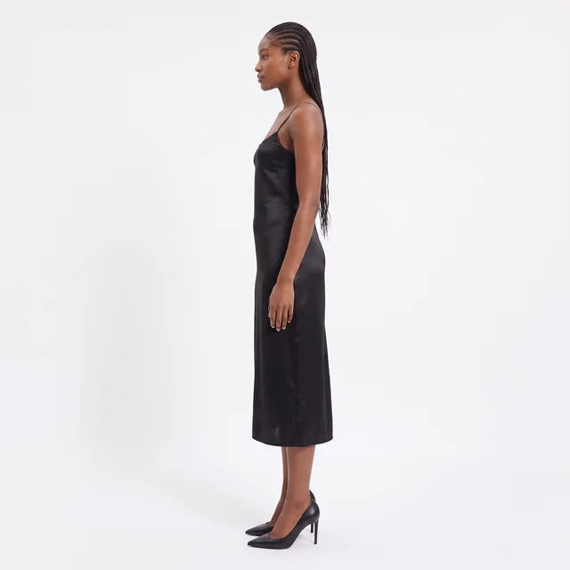 CELESTE Women's Noir Black Electra Asymmetric Cutout Midi Dress