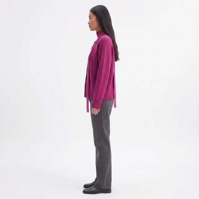 AMÉLIE Women's Magenta Alphia Neck Tie Alpaca Blend Jumper