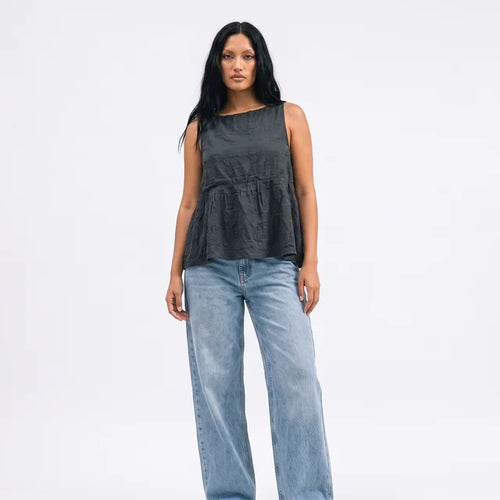 AMÉLIE Women's Crinkle Black Indi Strapless Tube Top