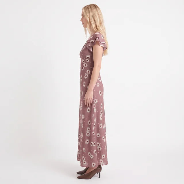 CAMILLA Women's Brown Polka Dot Cap Sleeve Maxi Dress
